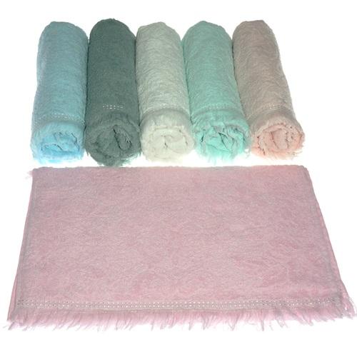 Timuçin Kendinden Desenli Saçaklı El Ve Yüz Havlusu 50x90 cm