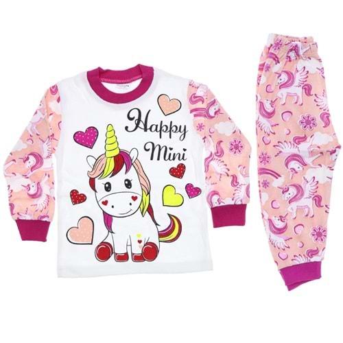1605 Renkli At 2 li Kız Çocuk Pijama Takım 1-3 Yaş