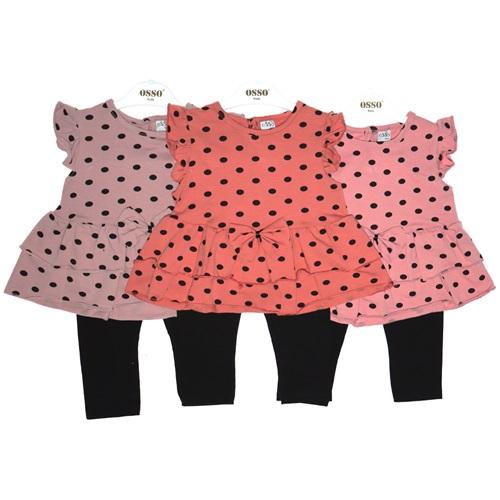 Osso-22-738 Kız Çocuk Puanlı Taytlı Takım 2-5 Yaş
