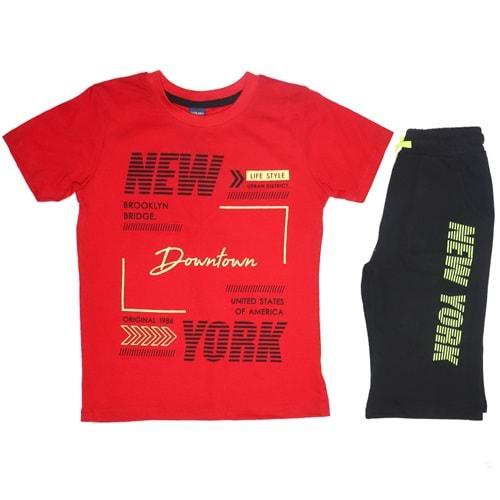 Vinjoy 2003 Erkek Çocuk New York Baskılı Şortlu 2 li Takım 5-8 Yaş