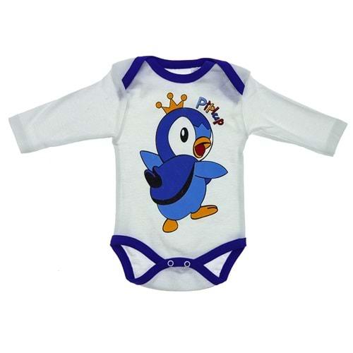 Hoppi Bebe Penye Penguen Baskılı Uzun Kol Badi 12Li 6-9-12-18 Ay