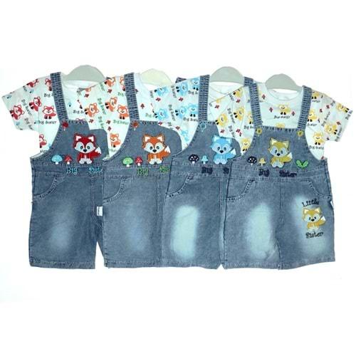 Mandalino 416 Bebe Kot Tilki 2 li Salopet Takım 12-18-24 Ay