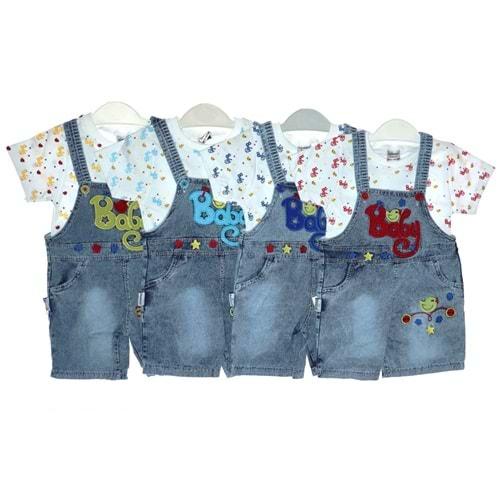 Mandalino 429 Bebe Kot Baby Civcivli 2 li Salopet Takım 12-18-24 Ay