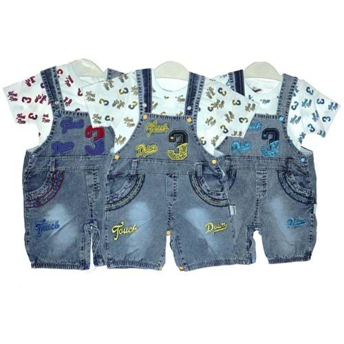 Mandalino 422 Bebe Kot 3 Rakamlı 2 li Salopet Takım 12-18-24 Ay