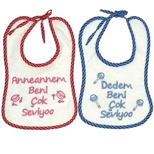 Akınlar 180 Yazı Nakışlı Bebe Mama Önlüğü 6-24 Ay