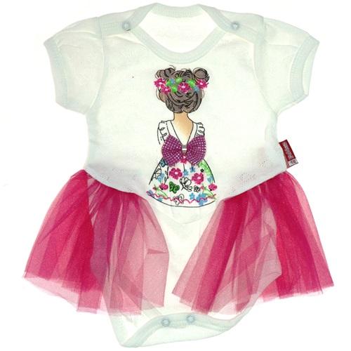 Pabbuc Baby 7027 Kız Bebe Kızlı Fiyonklu Fırfırlı Badi 6-9-12-18 Ay