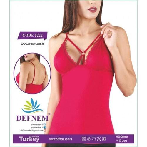 Defnem 5222 Bayan Likralı Ön Çapraz Askı Dantelli İp Askılı Atlet