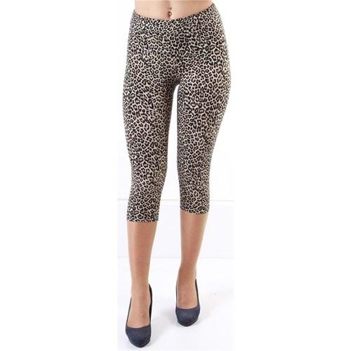 Mary Lüx 622 Bayan Likralı Leopar Kapri Tayt