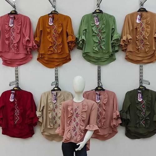 As Girls Kız Çocuk Çiçek Nakışlı Taşlı Tunik 9-12 Yaş