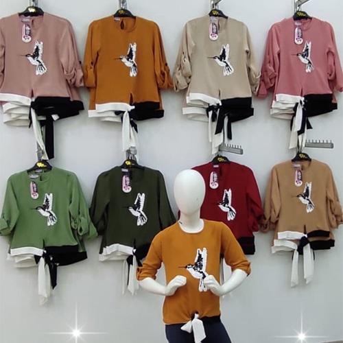 As Girls Kız Çocuk Pullu Kuş Nakışlı Kuşaklı Tunik 9-12 Yaş