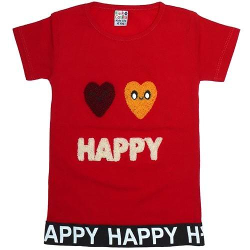 Caniko 08 Kız Bebe Kalp Süzene Nakışlı Tişört 1-4 Yaş