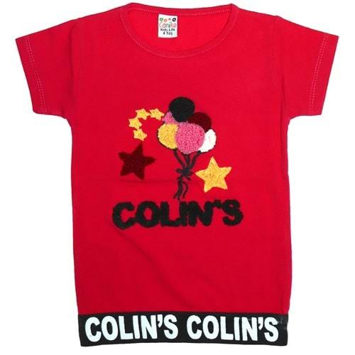 Caniko 08 Kız Bebe Uçan Balon Süzine Nakışlı Tişört 1-4 Yaş