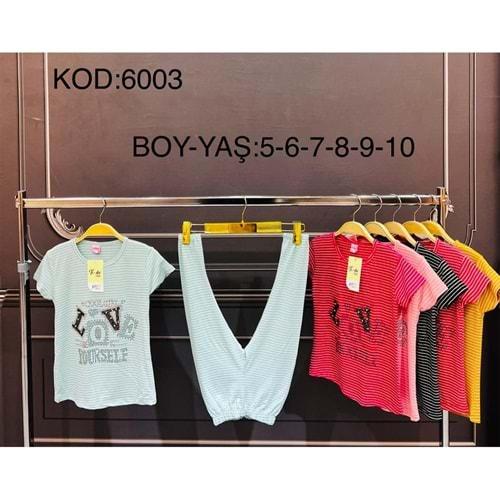 Ti-Du 6003 Kız Çocuk Love Taşlı Çizgili Takım 5-10 Yaş