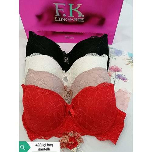 F.K 483 Bayan Dantelli Dolgusuz Telli Sütyen Cup B 80-95
