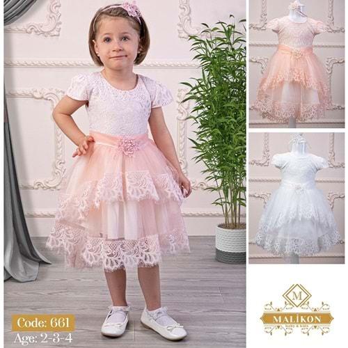 Mali 661 Kız Çocuk Kuyruklu Tokalı Elbise 2-3-4 Yaş