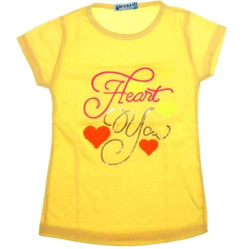 Damlanur 1001 Kız Çocuk Heart You Süzene Nakışlı Kısa Kol Badi 3-7 Yaş