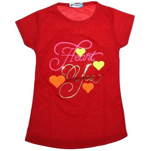 Damlanur 1001 Kız Çocuk Heart You Süzene Nakışlı Kısa Kol Badi 8-12 Yaş