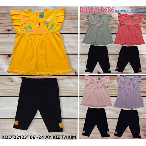 Damla 22123 Kız Bebe Natürel Cotton Kuğu Baskılı Takım 6-24 Ay