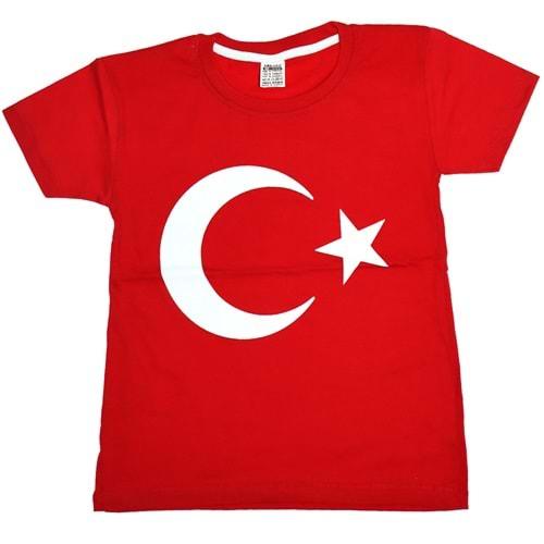 Erenbey 10001 Sıfır Yaka Bayrak Baskılı Çocuk Tişört 5-15 Yaş