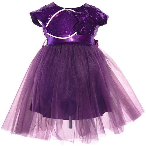 Oynar Bebe Kız Çocuk Pullu Tül Abiye Elbise 3-6 Yaş