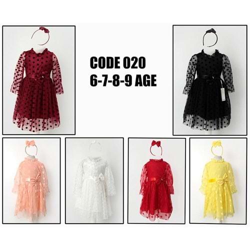 Cankız 020 Kız Çocuk Fiyonklu Hakim Yaka Taçlı Elbise 6-9 Yaş