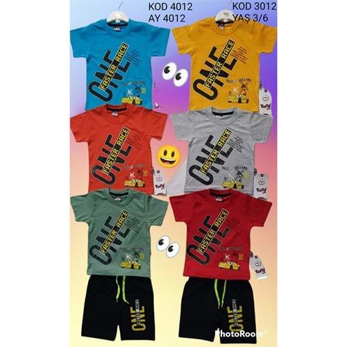 Tofil 3012 Erkek Çocuk One Faster Baskı Tişörtlü Takım 3-6 Yaş