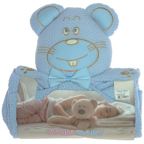 Story Baby 11-053 Bebe Triko Figürlü Oyuncaklı Battaniye 0-1 Yaş