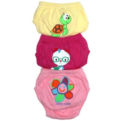 Poopes 7-031 Kız Çocuk Bas.Büyük Beden Alıştırma Külotu 3-4 Yaş