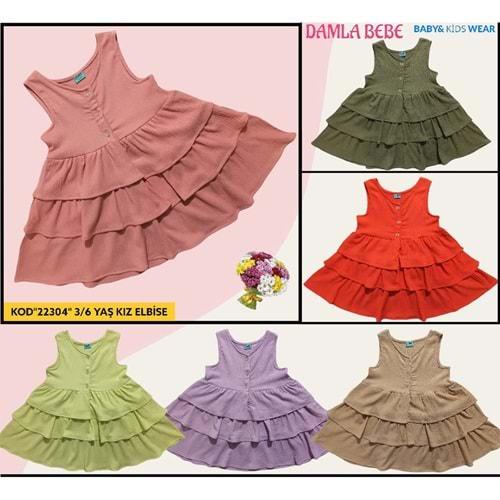 Damla 22304 Kız Çocuk Fırfırlı Elbise 3-6 Yaş