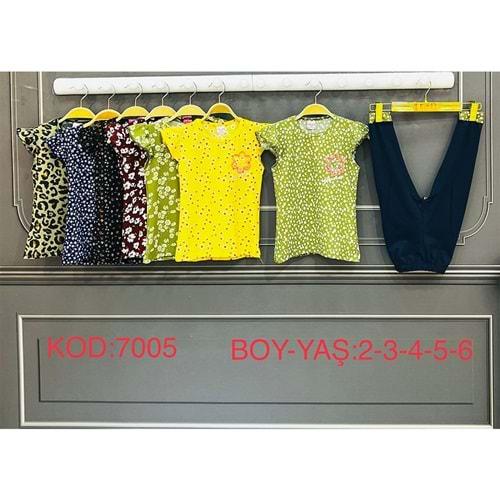 Özmiraç 7005 Kız Çocuk Çiçek Armalı Taytlı Takım 2-6 Yaş