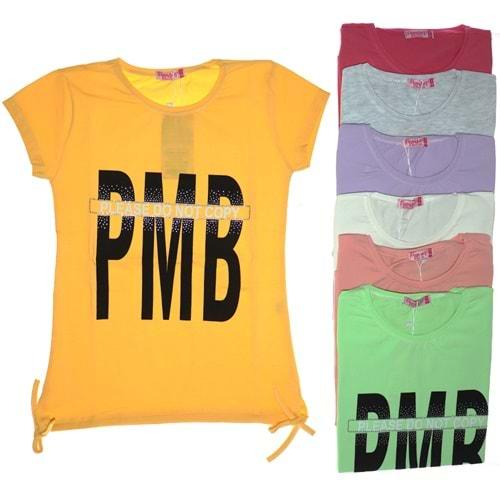 Pembe Life 6141 Kız Çocuk PMB Bas.Etek Altı İpli Taşlı Tişört 13-16 Yaş