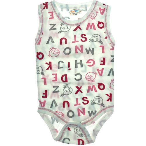 Luxeline 1252 Bebe Harf Baskılı Sıfır Kol Çıtçıtlı Badi 3-9 Ay - 15060-Karışık Renk -3-9 AY