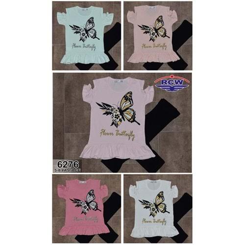RCW Boy 6276 Kız Çocuk Penye Kelebek Bas. Simli Taytlı Takım 5-8 Yaş
