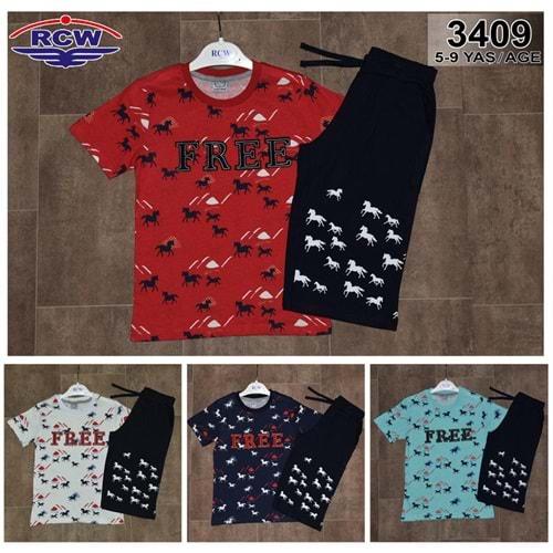 RCW Boy 3409 Erkek Çocuk Penye Free Bas. Kapri Takım 5-8 Yaş
