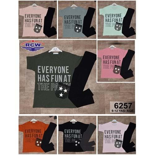 RCW Love 6257 Kız Çocuk Penye Party Bas. Taytlı Takım 9-12 Yaş