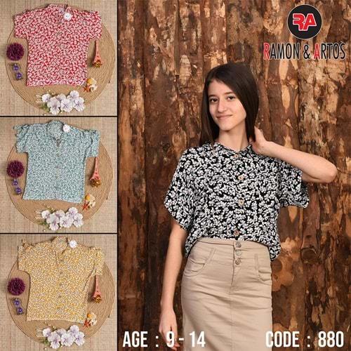 Ramon 880 Kız Çocuk Çiçek Desenli Gömlek 9-12 Yaş