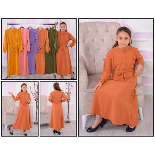 Güldür 9002 Kız Çocuk Ayrobin Önü Pileli Elbise 9-12 Yaş