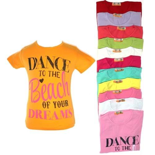 Mikimaki 066 Kız Çocuk Dance Baskılı Sıfır Yaka Tişört 3-7 Yaş