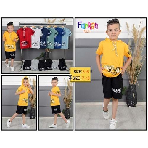 Furkan Erkek Çocuk Blue 63 Baskılı Kapşonlu Takım 7-10 Yaş