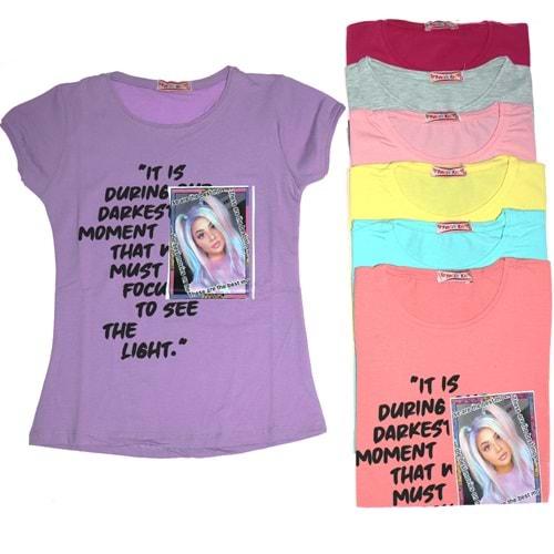 Fındık Kız Kız Çocuk Çerçeveli Kız Baskılı Tişört 12-15 Yaş