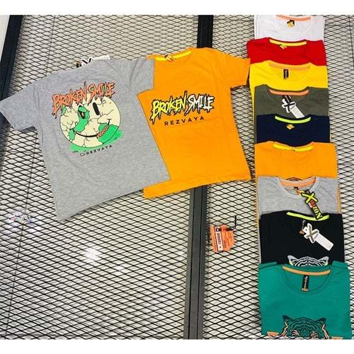 XAmazon 2228 Erkek Ges Broken Smile Bas. Tişört 9-12 Yaş