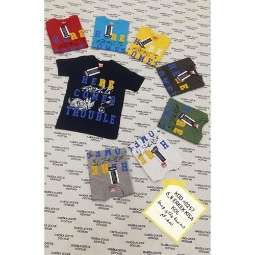 Harika Çocuk 0257 Erkek Çocuk Baskılı Kısa Kol Tişört 5-8 Yaş