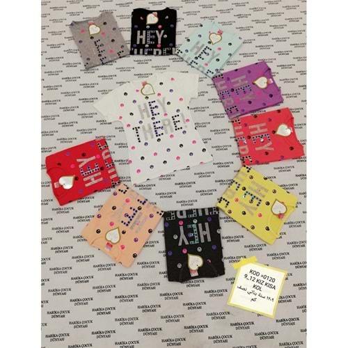 Harika Çocuk 0120 Kız Çocuk Baskılı Kısa Kol Tişört 9-12 Yaş