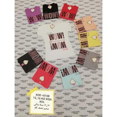 Harika Çocuk 0168 Kız Çocuk Baskılı Kısa Kol Tişört 13-16 Yaş