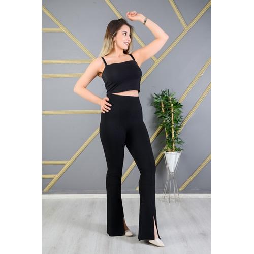 Natural 599 Bayan Çelik Yırtmaçlı İspanyol Paça Tayt S-XL