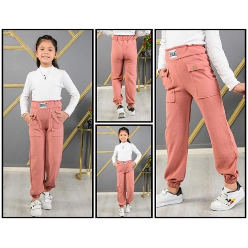 Natural 787 Kız Çocuk İki İplik Yapıştırma Cep Eşofman Alt 10-16 Yaş