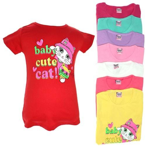 Azranur 40108 Kız Çocuk Baby Cute Baskılı Tişört 1-6 Yaş