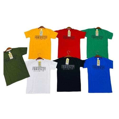 Şiar Erkek Çocuk Sıfır Yaka Strong Baskılı Likralı Tişört 13-16 Yaş