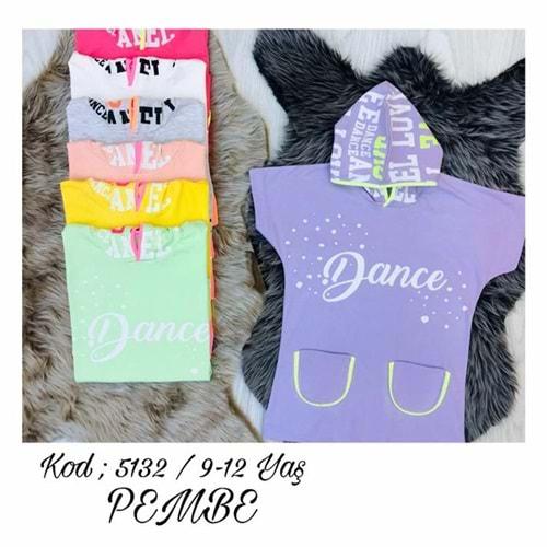 Pembe 6132 Kız Çocuk Penye Dance Bas. Kapşonlu T Kol Tişört 13-16 Yaş