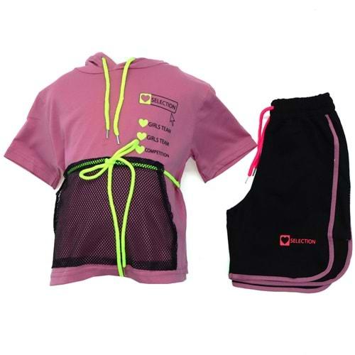 Nirvana 302 Kız Çocuk Selection Bas. Kapşonlu Şortlu Takım 9-12 Yaş